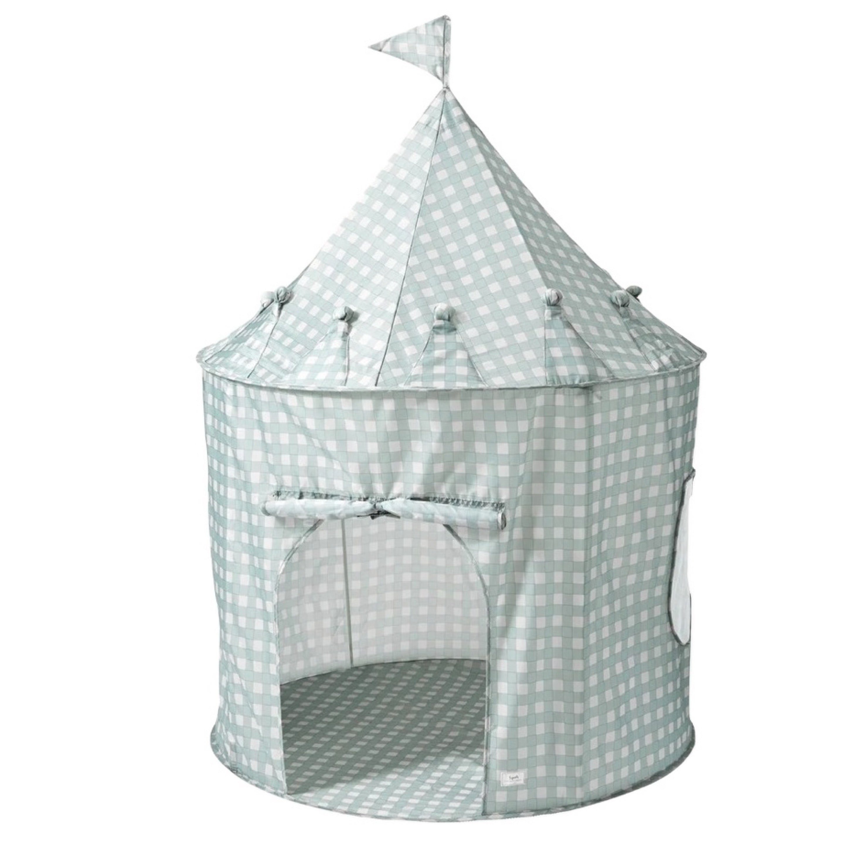 3 Sprouts Kids Play Tent Castle with Recycled Fabric - Gingham Blue