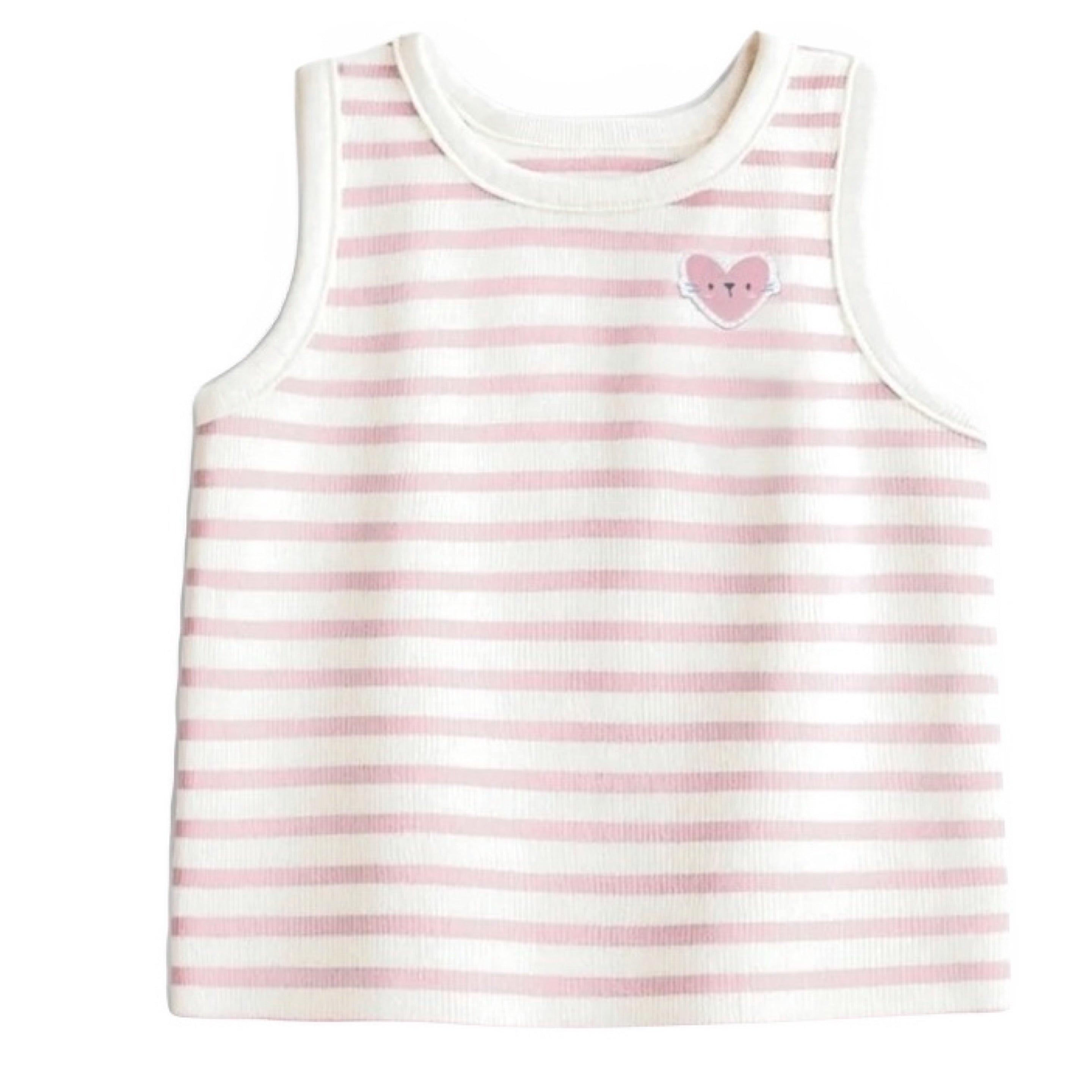 Souris Mini White Tank Top with Pink Stripes