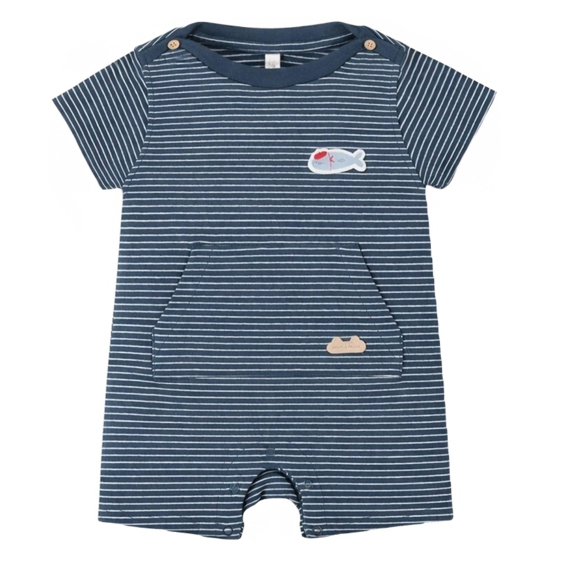Souris Mini Navy & Cream Striped Romper