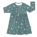 Belan J Tiny Trees Long Sleeve Toddler Peplum Dress