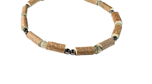 Hazelwood and Laboradite Necklace: 16”