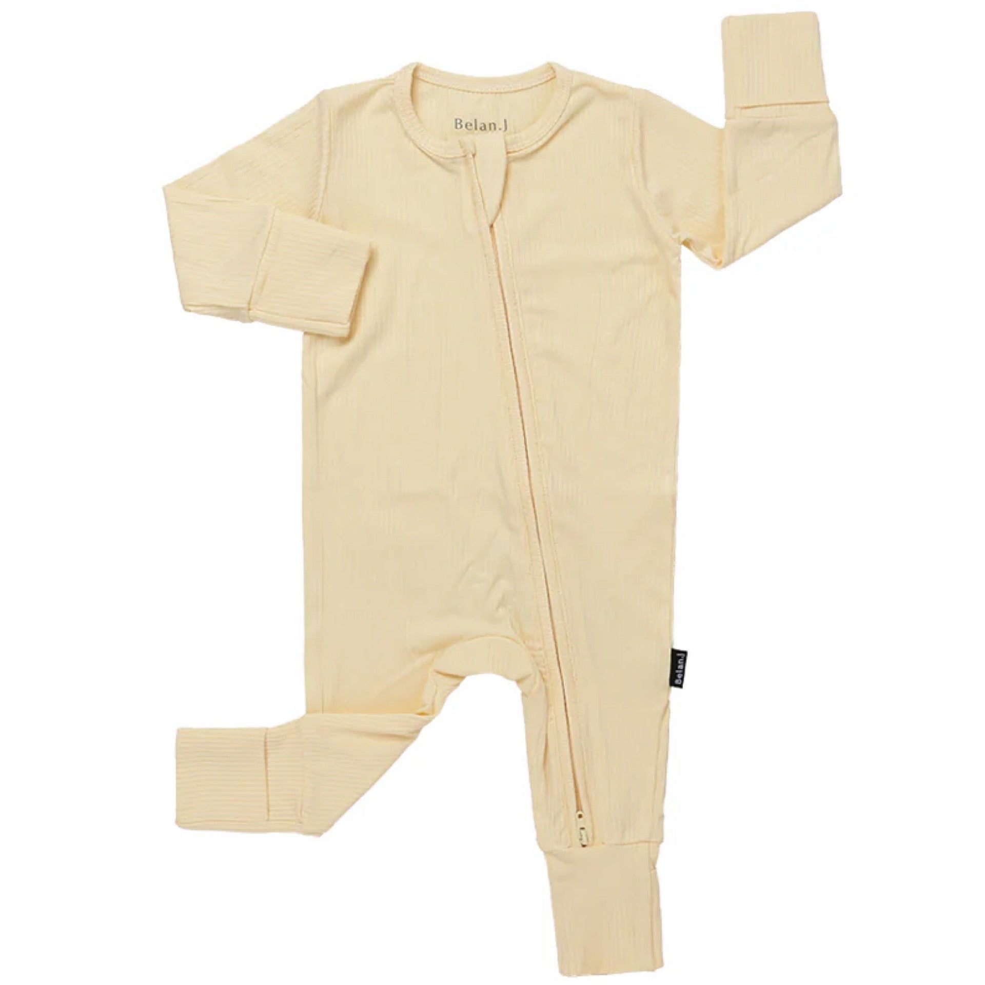 Belan J Vanilla Footless Sleeper with Fold-Over Cuffs