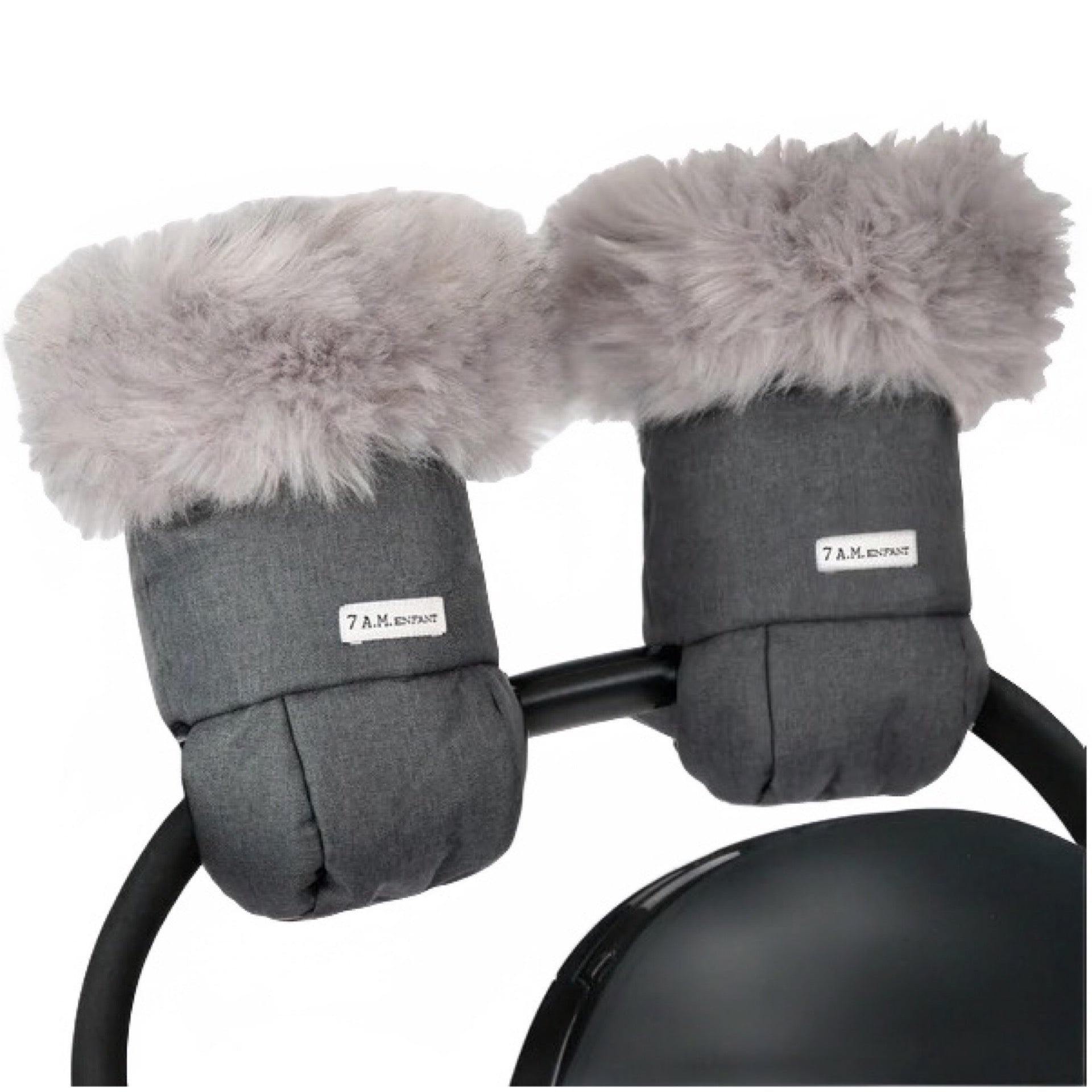 7AM Heather Grey Dark Arctic Faux Fur Warmmuffs - Online Exclusive