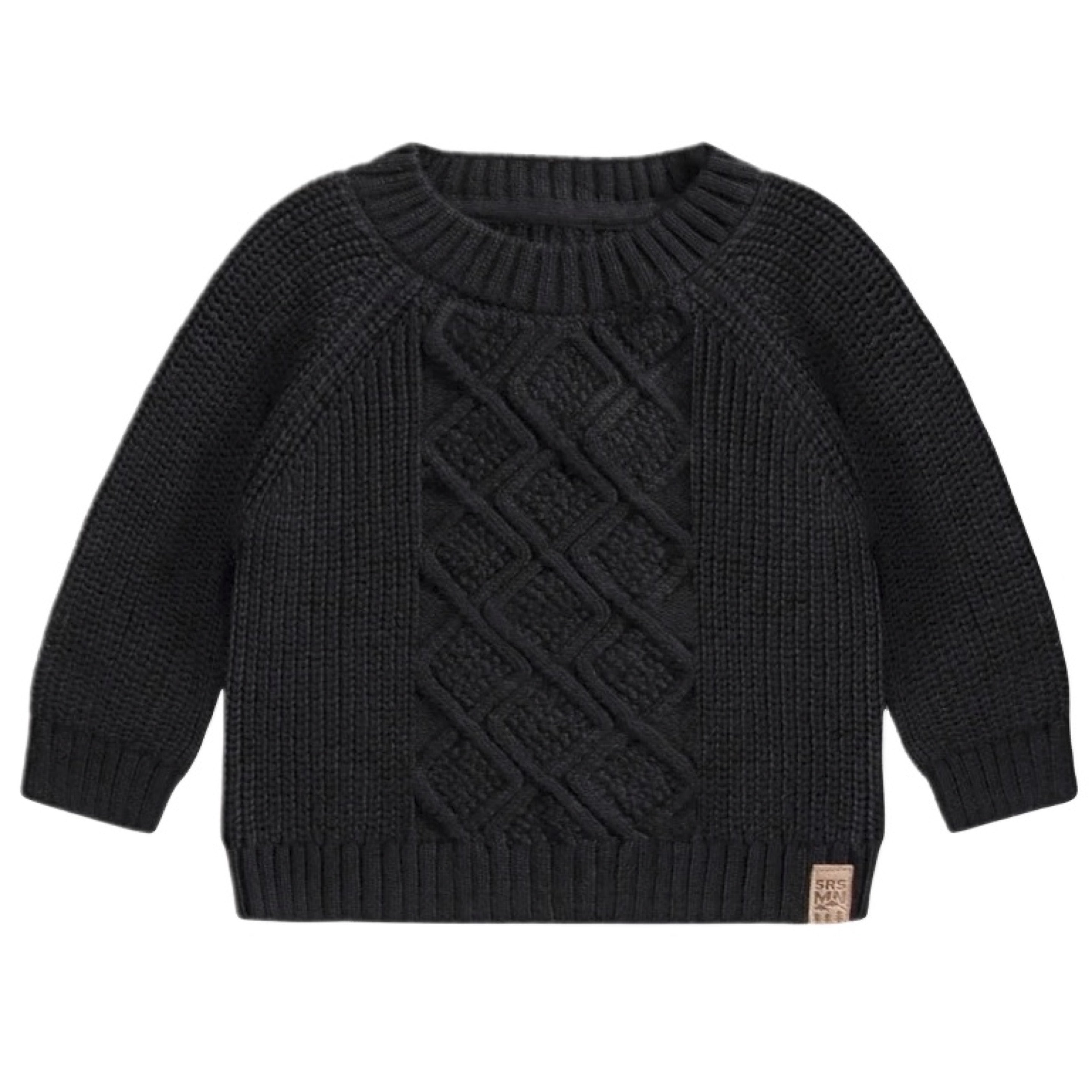Souris Mini Black Knitted Sweater with Braided Pattern