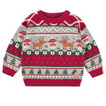Souris Mini Red Knit Sweater with Festive Patterns - Baby