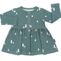Belan J Tiny Trees Long Sleeve Baby Peplum Dress