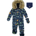 Deux Par Deux Navy Animal Print One Piece Snowsuit