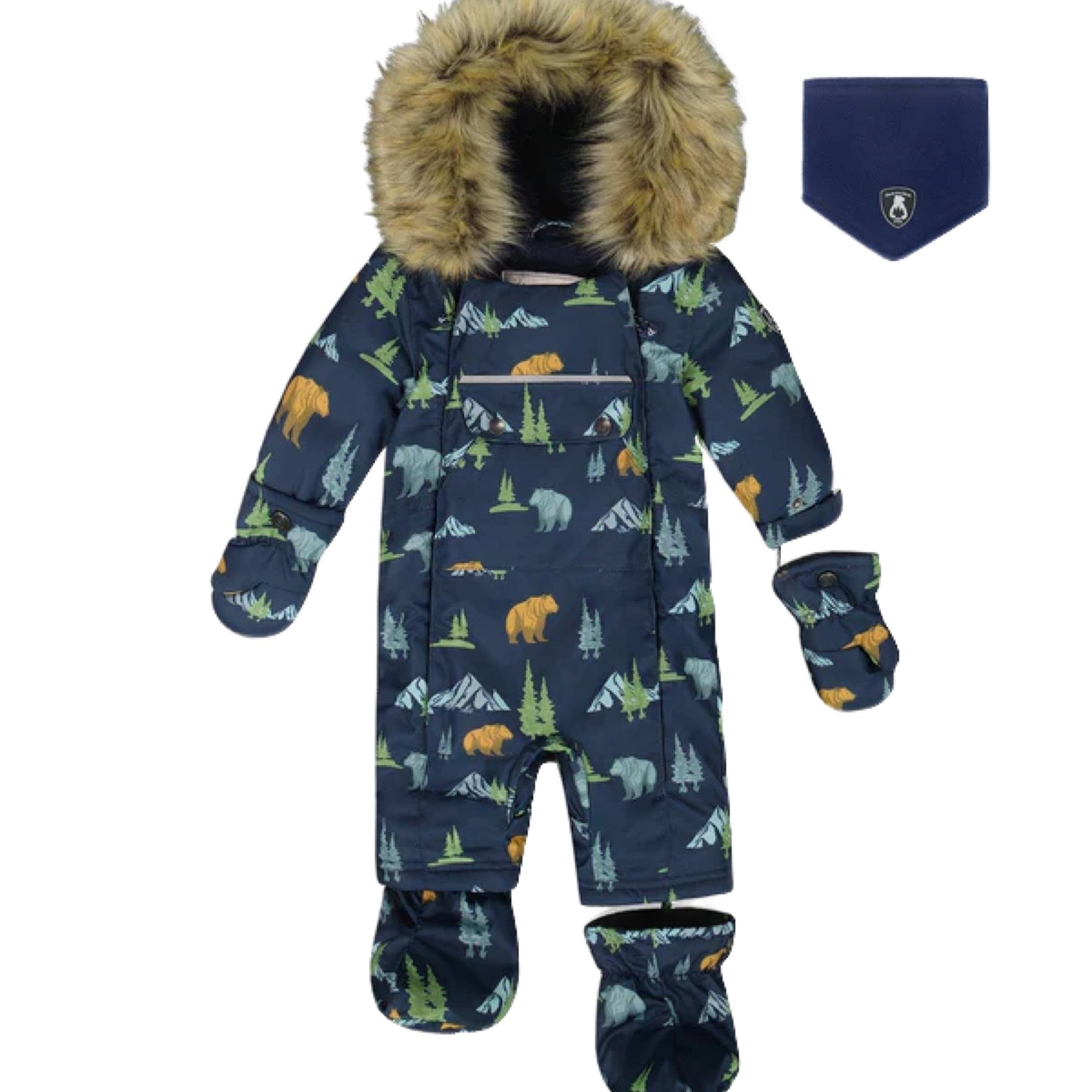 Deux Par Deux Navy Animal Print One Piece Snowsuit