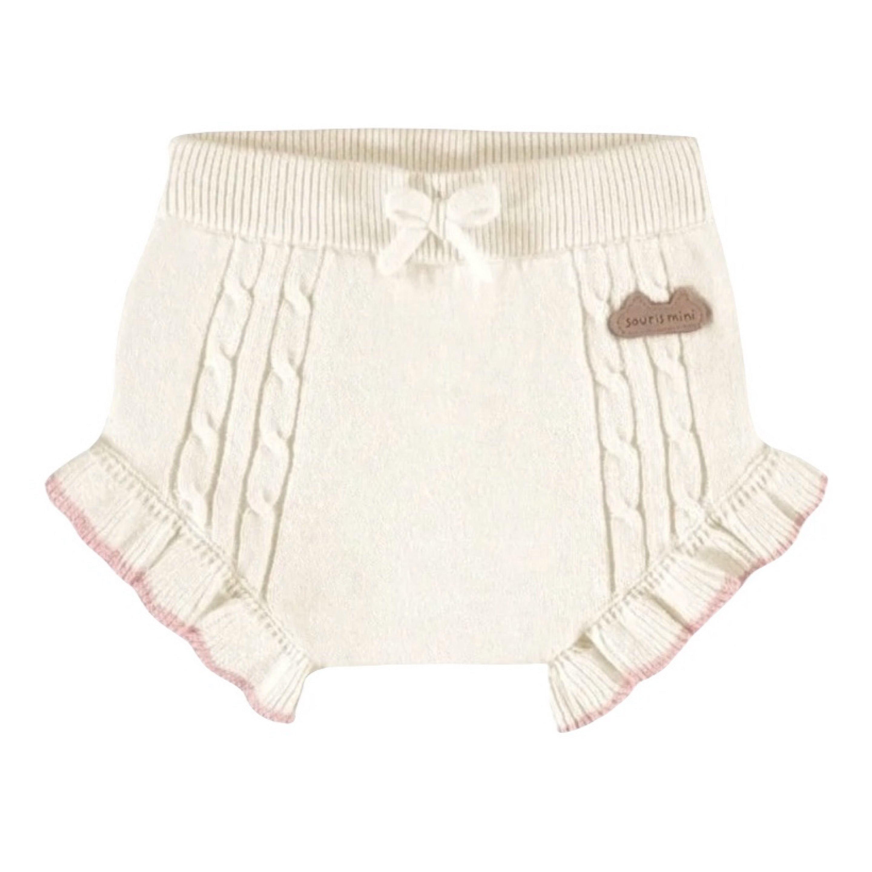 Souris Mini Cream Knit Short with Ruffles