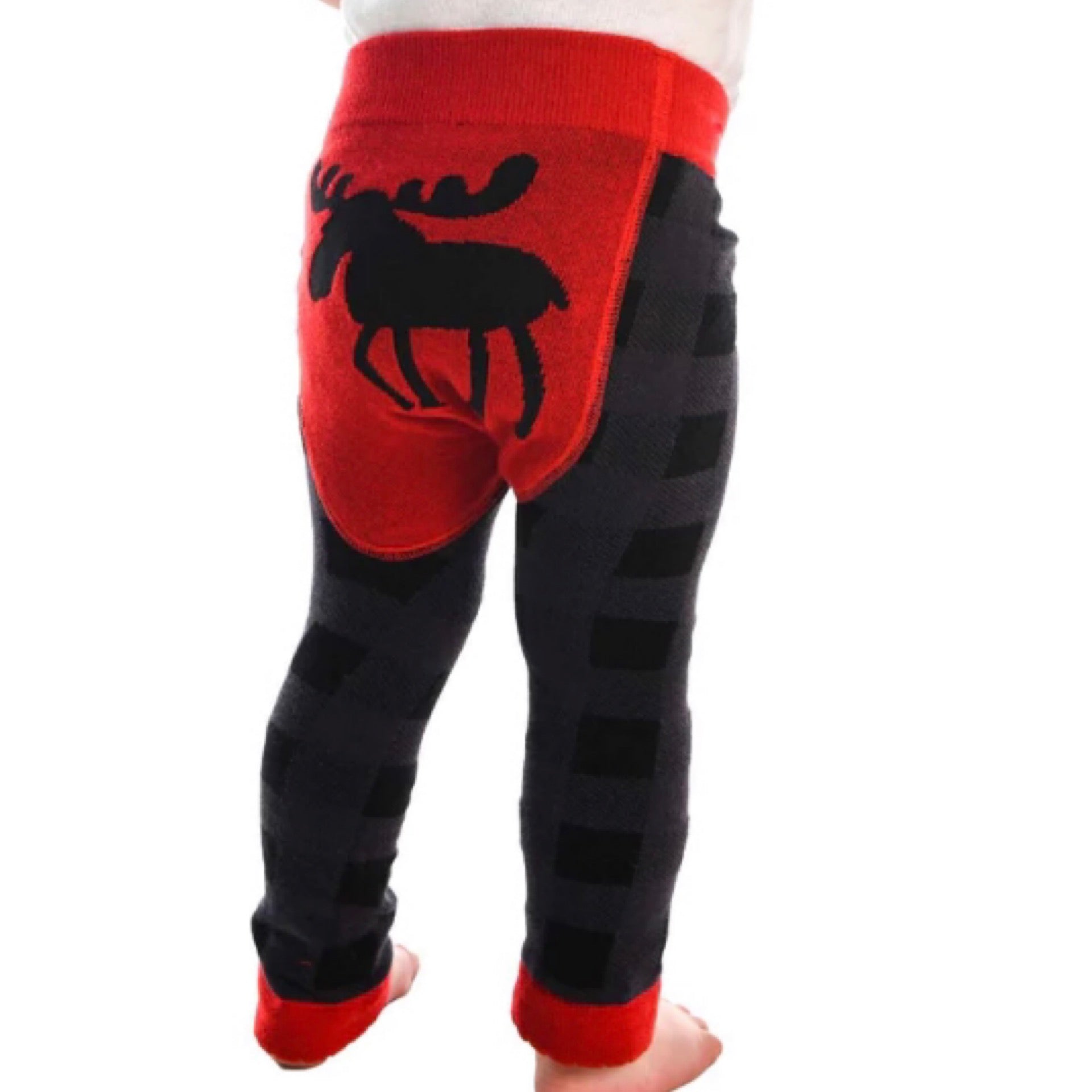Lazy One Grey/Black Plaid Moose Infant Leggings