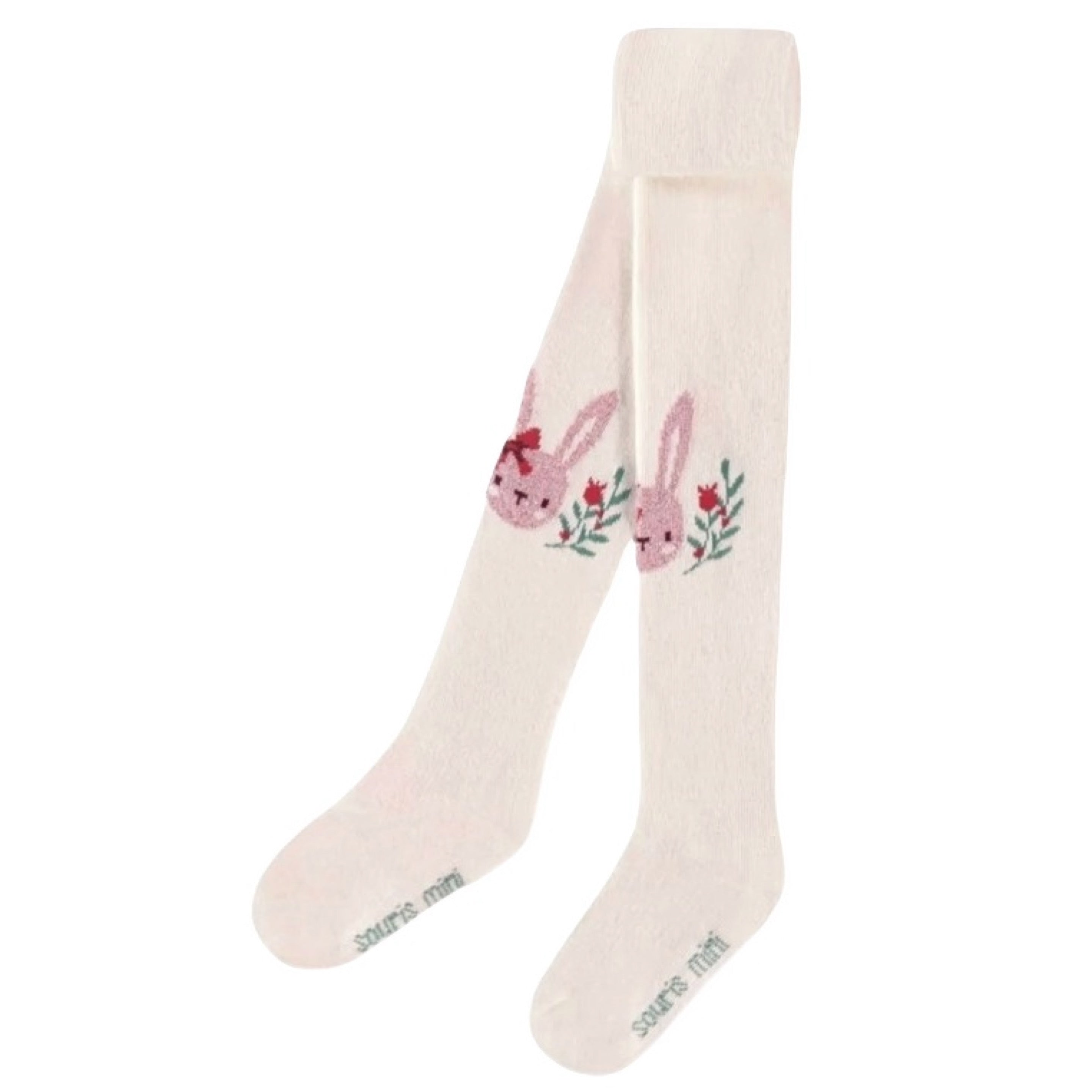 Souris Mini Cream Tights with Pattern