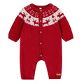 Souris Mini RED KNIT ONE-PIECE WITH JACQUARD PATTERNS