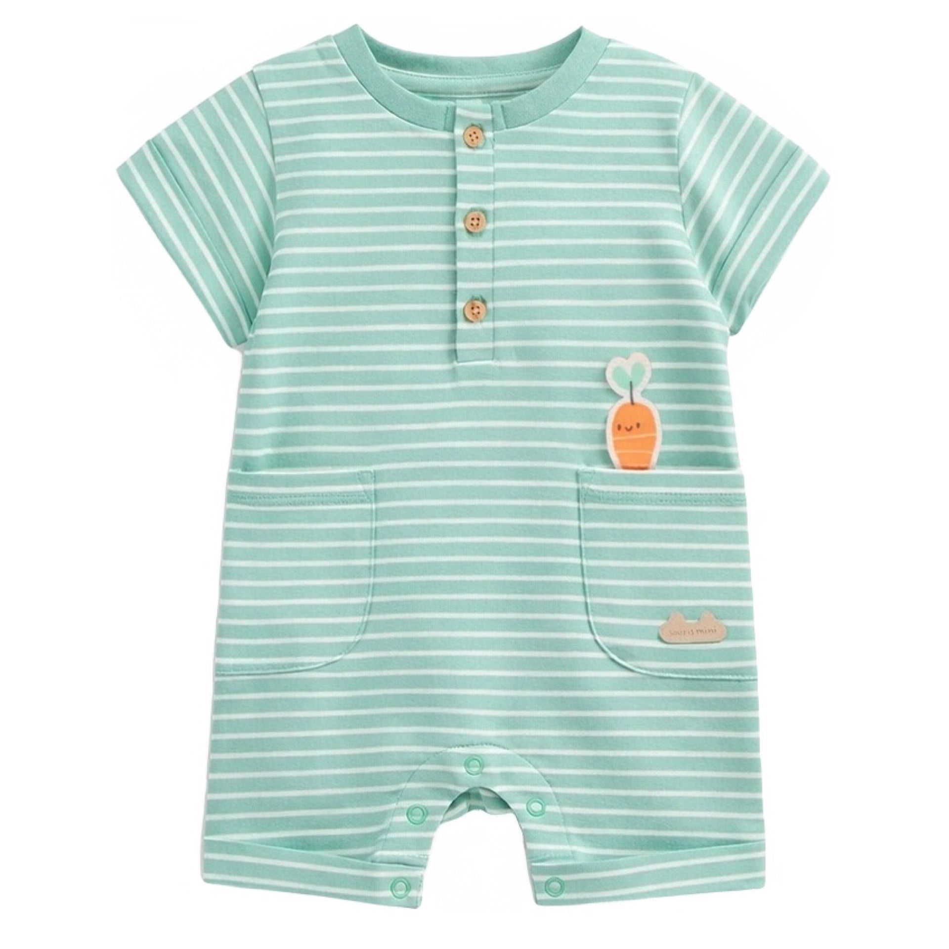 Souris Mini Green Striped Romper