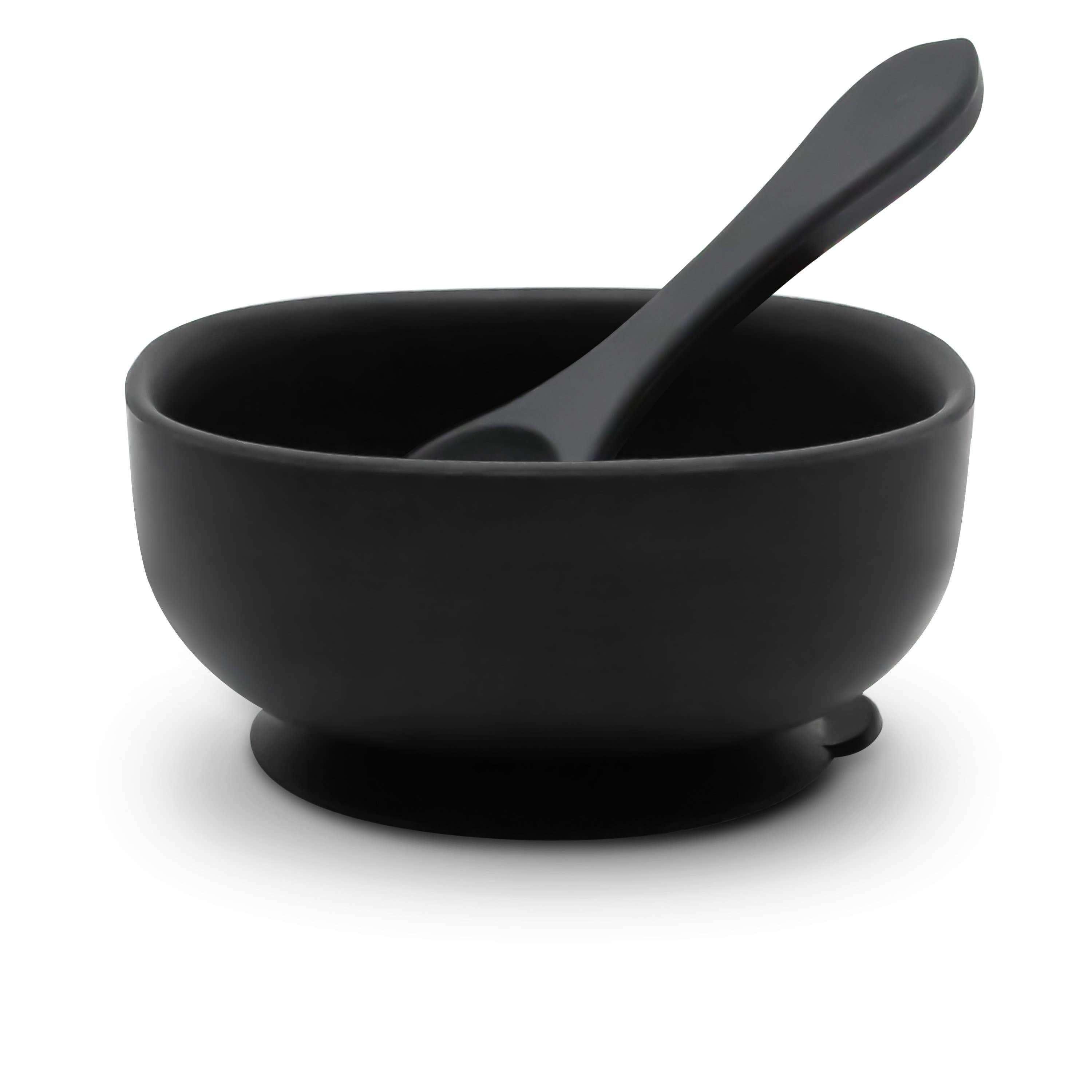 YoungLUX Black Silicone Suction Bowl + Spoon