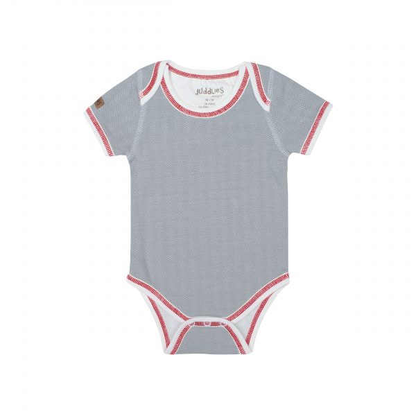 Juddlies Driftwood Grey Organic Cottage Short Sleeve Bodysuit - Driftwood