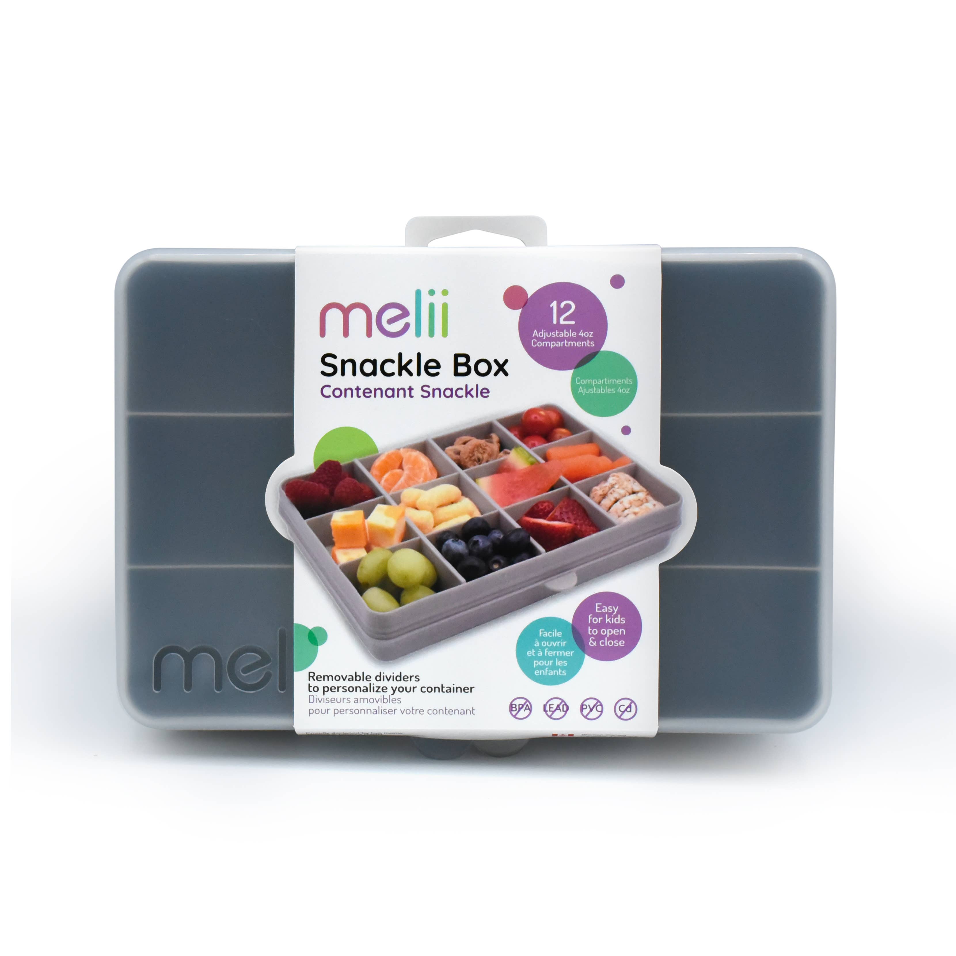 melii Snackle Box Pink Divided Snack Container with 12 Compartments