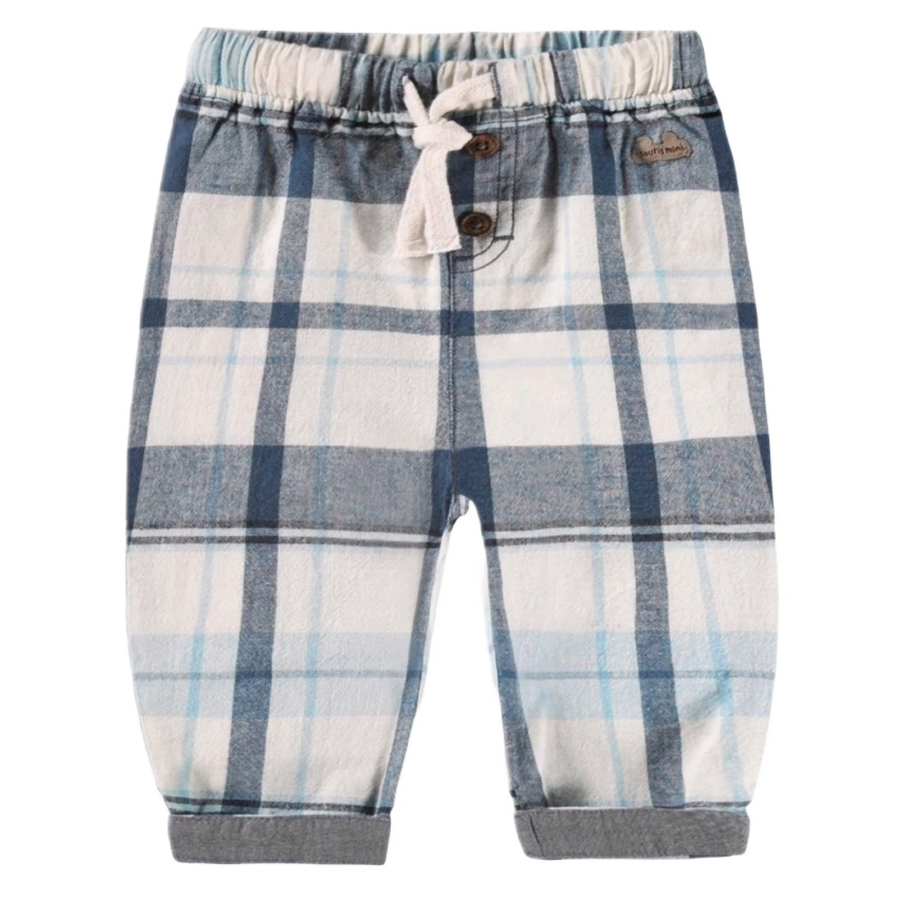 Souris Mini Blue & Cream Plaid Pants