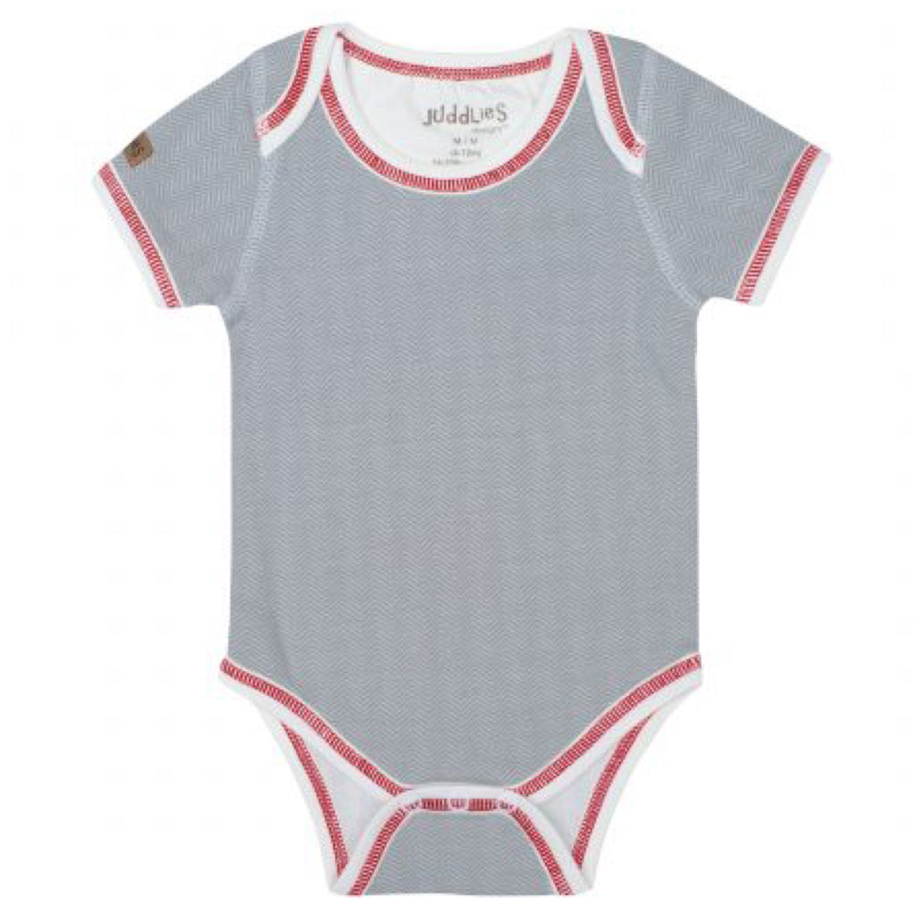 Juddlies Driftwood Grey Organic Cottage Short Sleeve Bodysuit - Driftwood