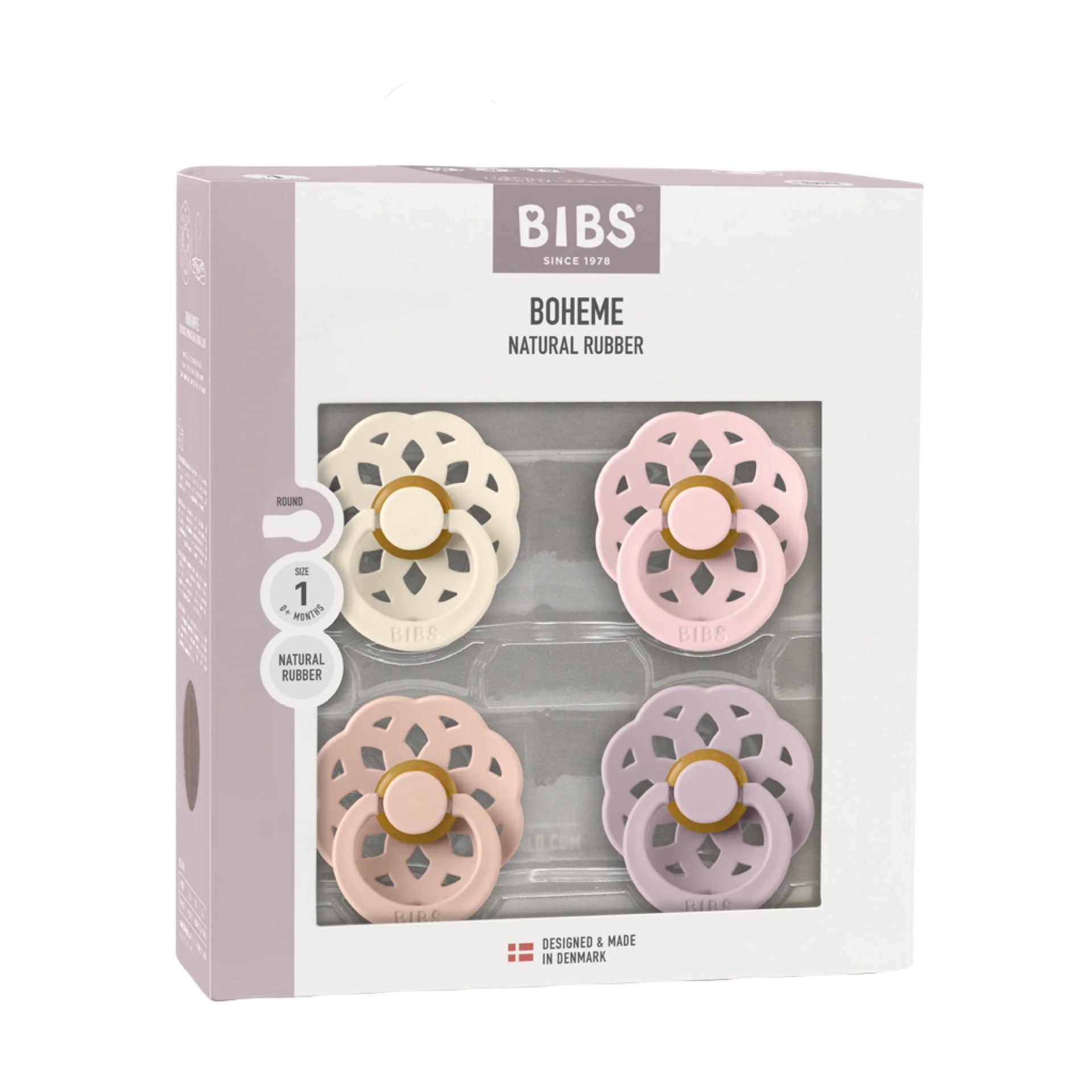 BIBS Boheme Latex Ivory/Blush/Blossom/Dusky Pacifiers