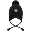 Deux Par Deux Lined Winter Hat with Pompom Black