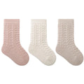Belan J Textured Cotton Crew Socks (3 Pack) Pink/Cream/Oat