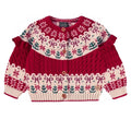 Souris Mini RED KNIT CARDIGAN WITH JACQUARD PATTERNS