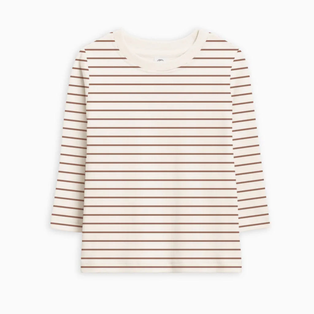 Colored Organics Griff Stripe/Cedar Turk Long Sleeve Crew Neck Shirt