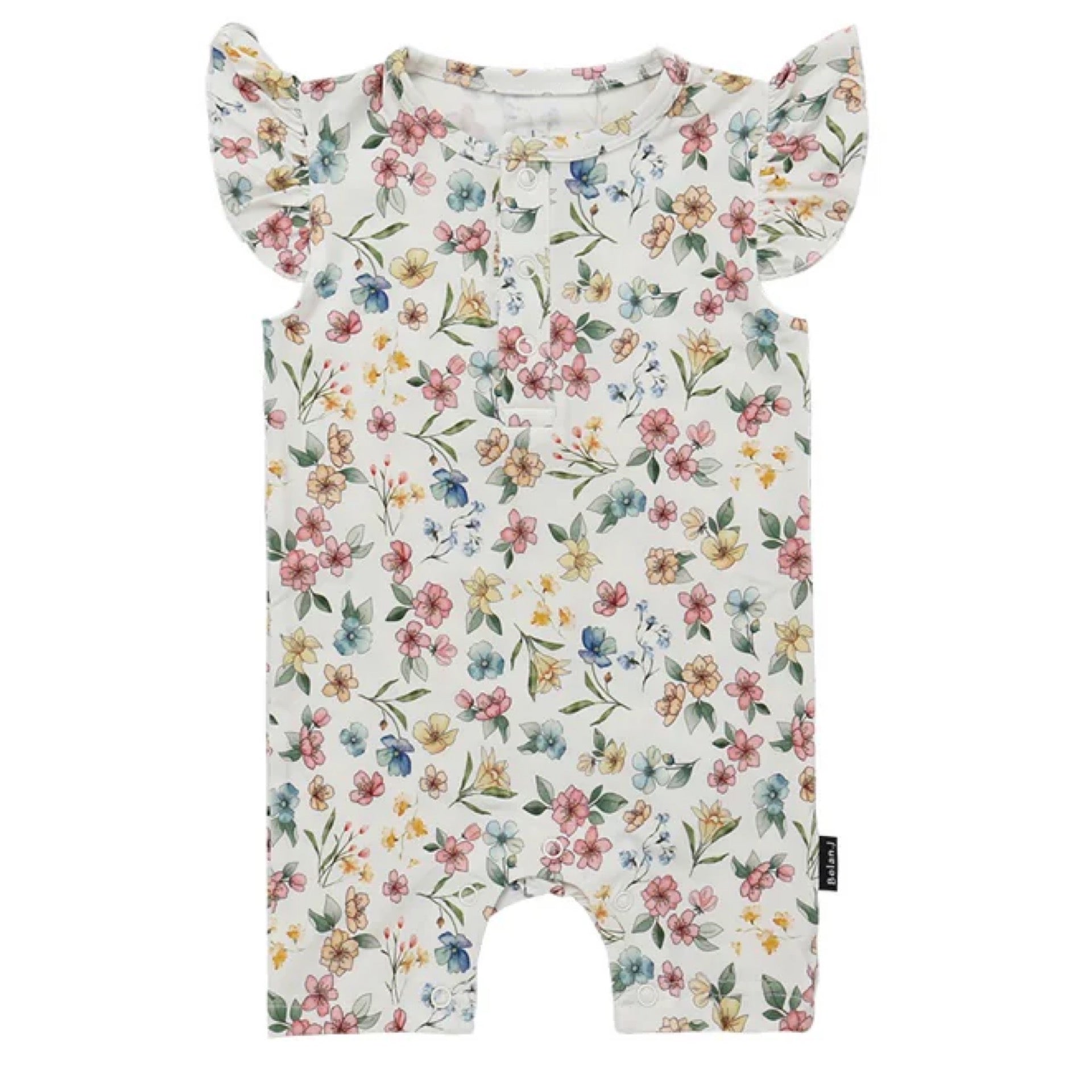 Belan J Spring Meadow Ruffled Sleeves Shortall Romper