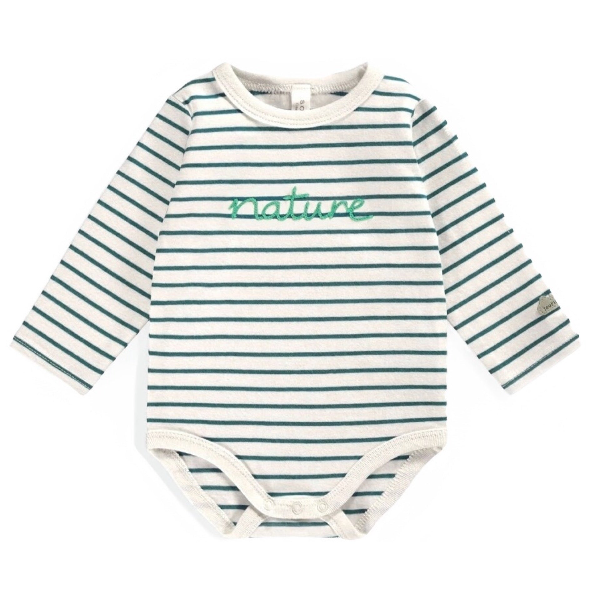 Souris Mini Cream Long Sleeve with Green Stripes