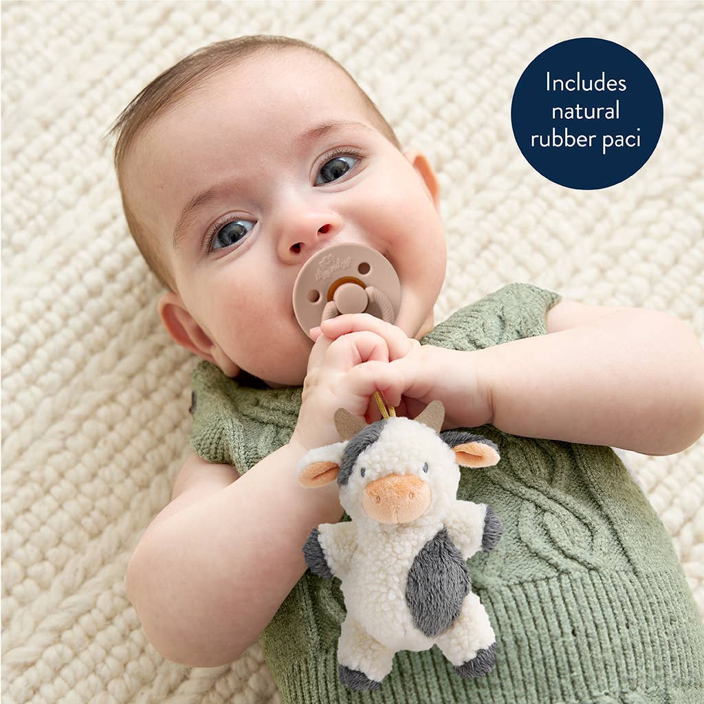 Itzy Ritzy Bitzy Pal Cow Natural Rubber Pacifier & Plush