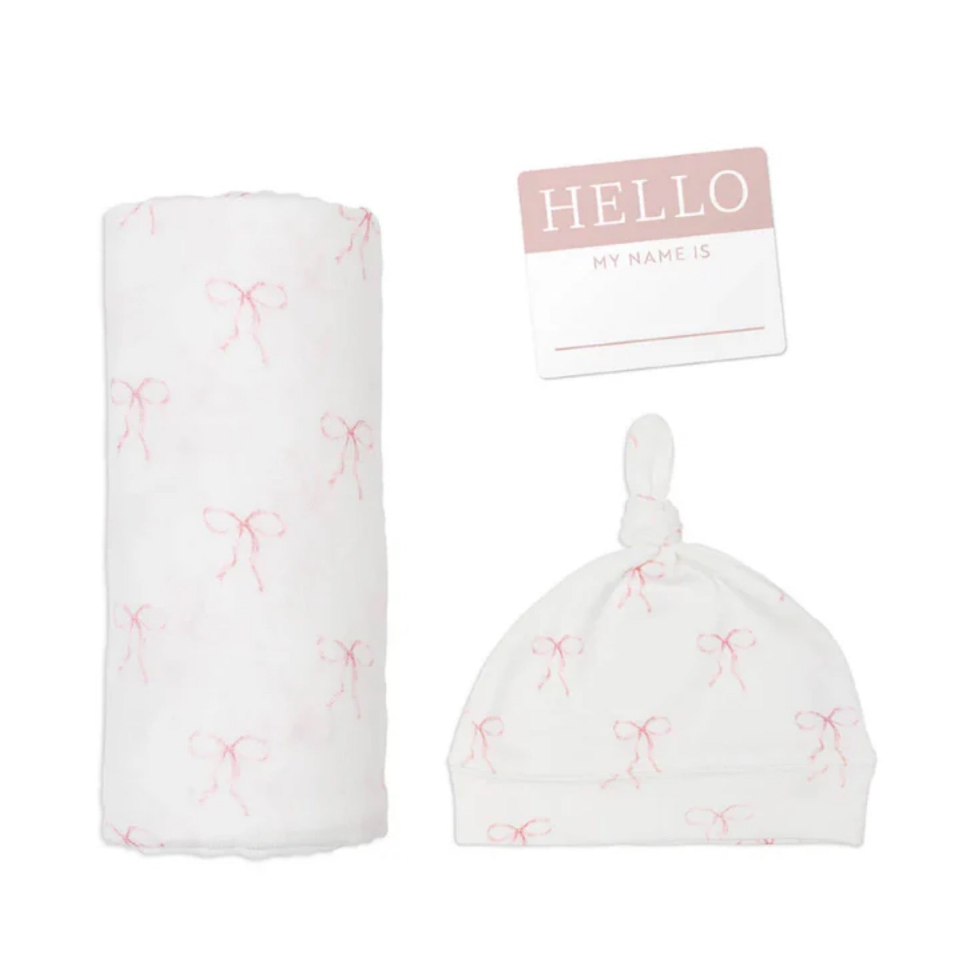 Lulujo Hello World Blanket + Knotted Hat - Bows