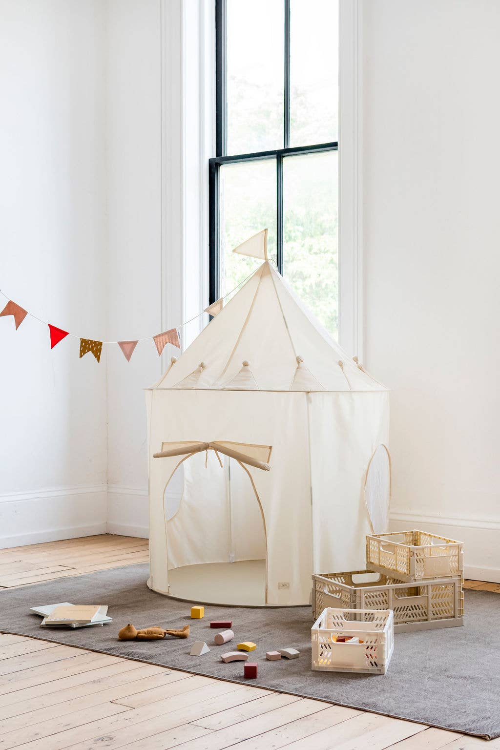 3 Sprouts Kids Play Tent Castle with Recycled Fabric - Beige