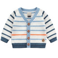 Souris Mini White Knit Cardigan with Blue Stripes