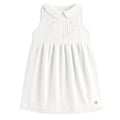 Souris Mini White Knit Dress with Floral Embroidery