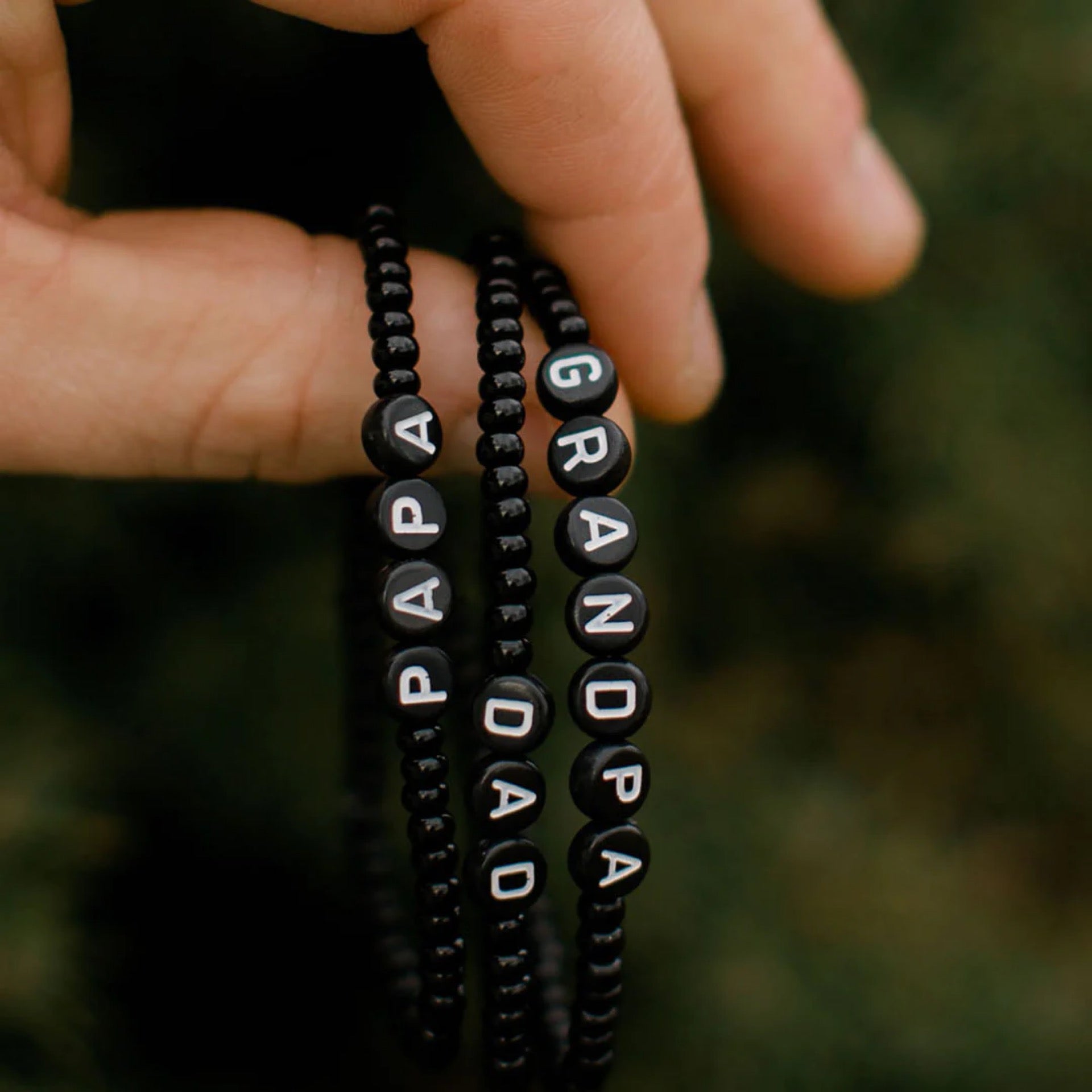 Made by Mira Grandpa Bracelet - Black with White Letters