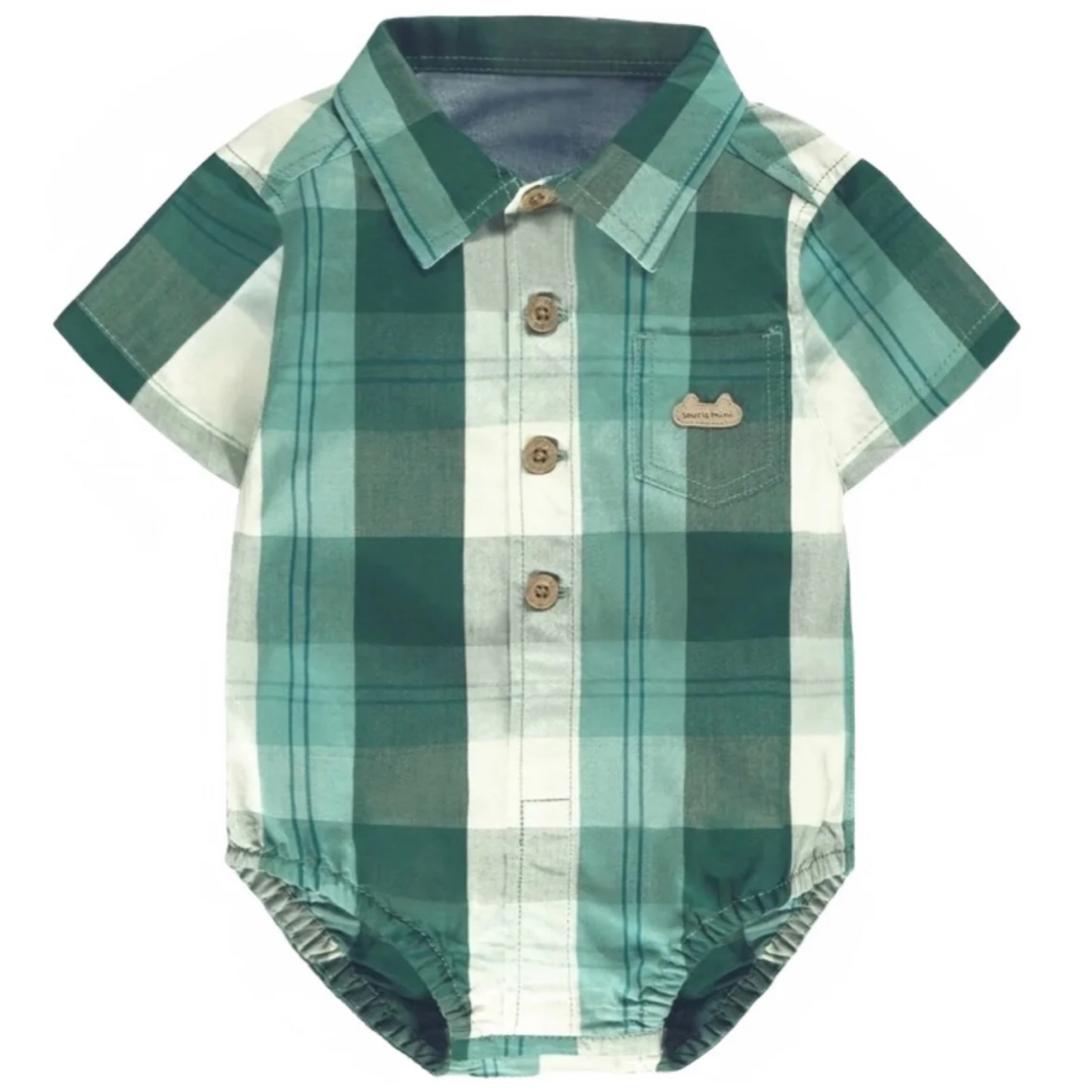 Souris Mini Green & Turquoise Plaid Bodysuit Shirt