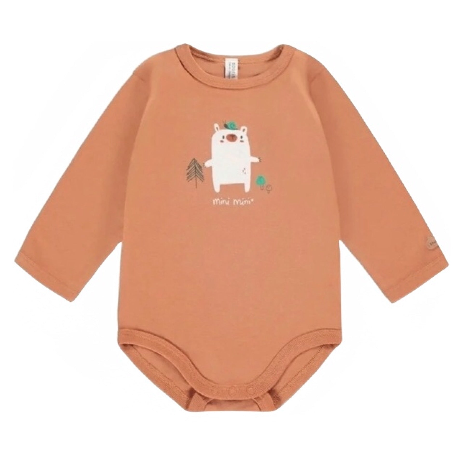 Souris Mini Brown Bodysuit with Illustration