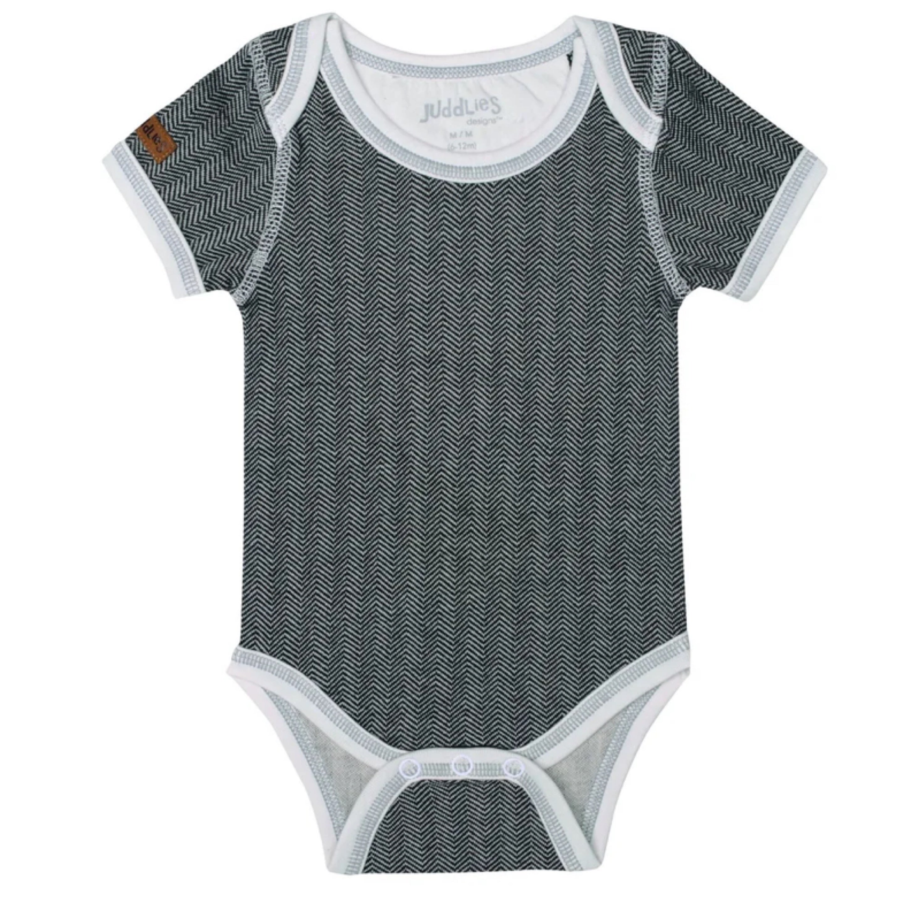 Juddlies Bear Black Organic Cottage Short Sleeve Bodysuit