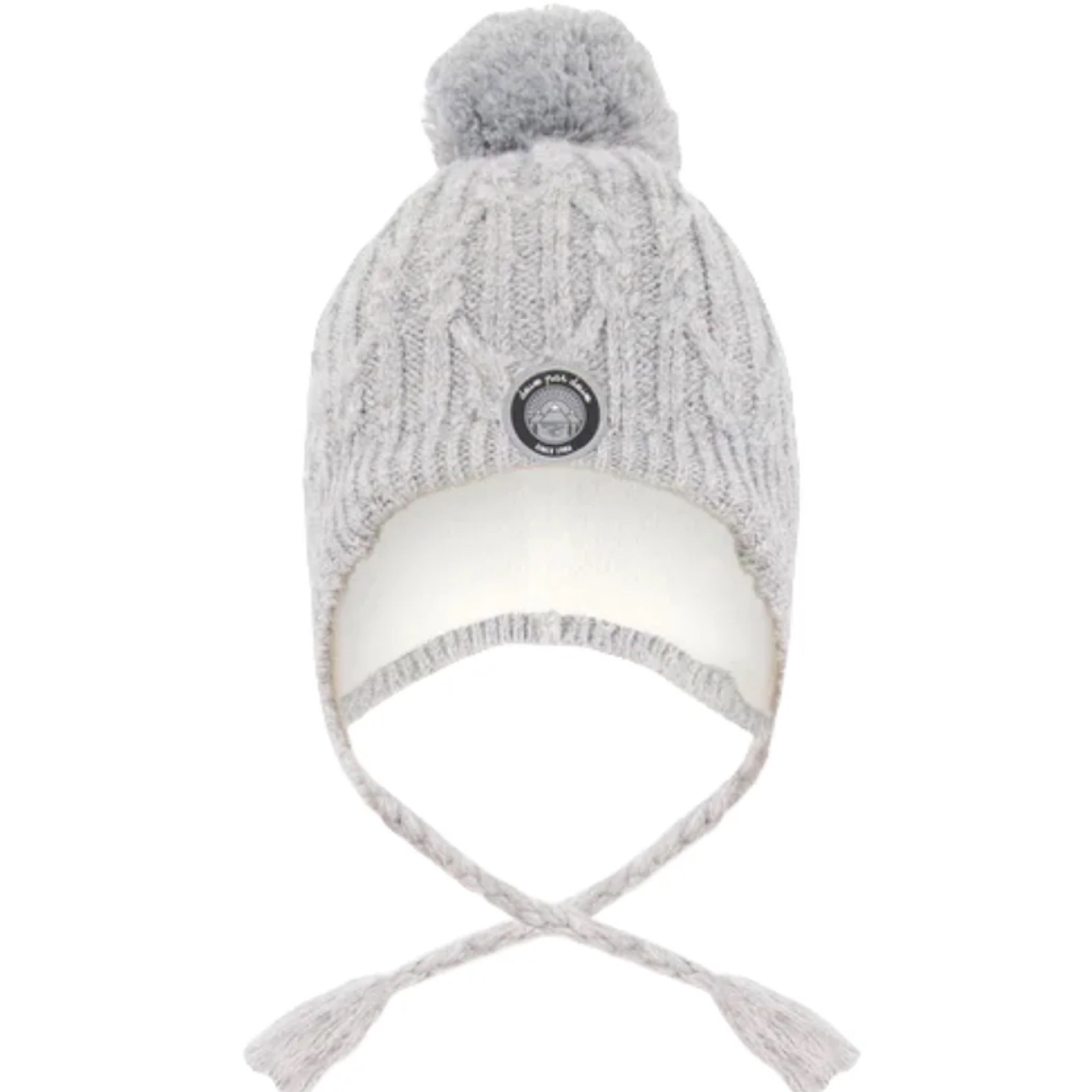 Deux Par Deux Lined Winter Hat with Pompom Heather Grey