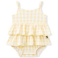 Kyte Baby Gingham Chamomile Spaghetti Strap Ruffle Romper