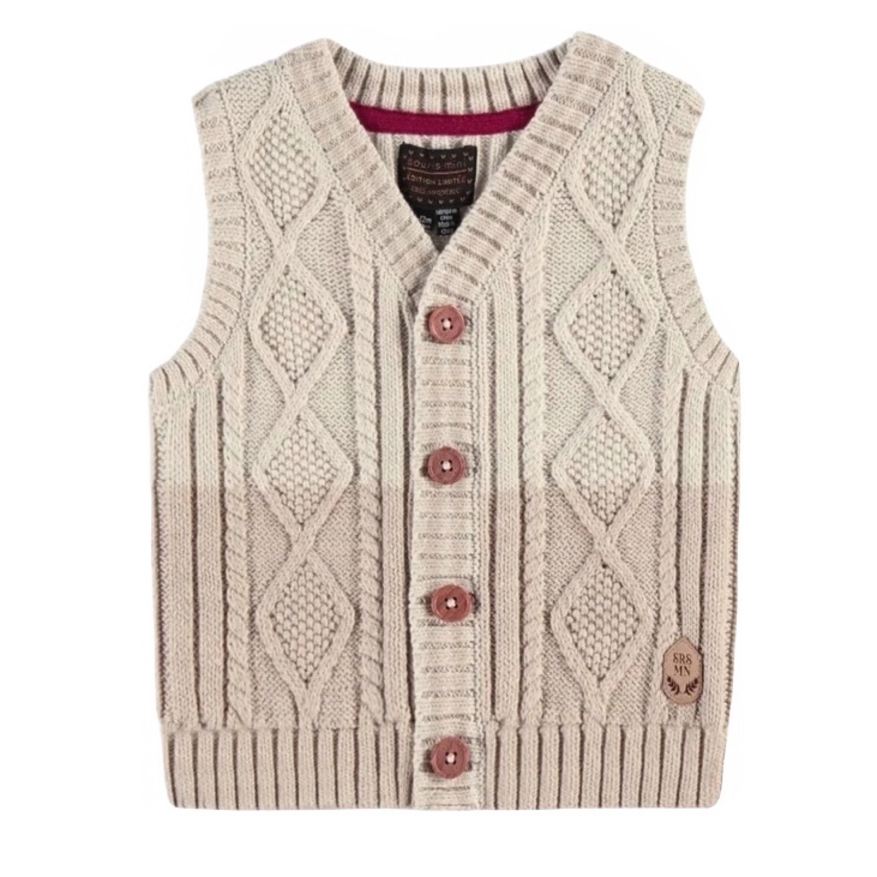 Souris Mini Beige Cable Knit Vest