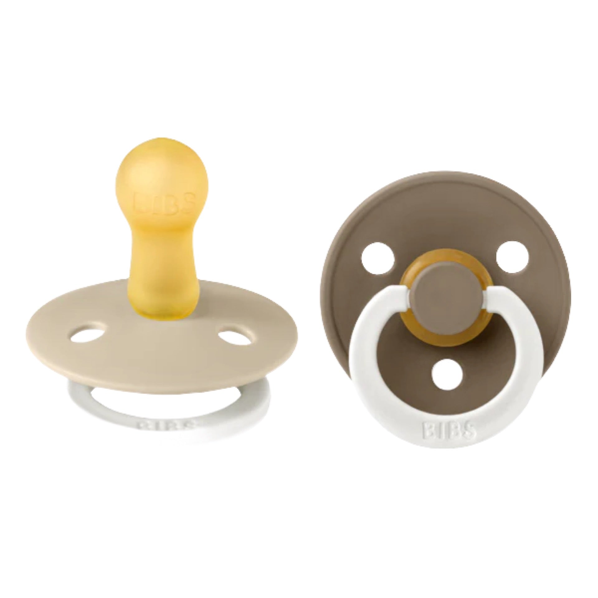 BIBS Vanilla Glow/Dark Oak Glow Latex Pacifiers