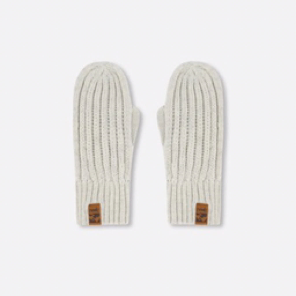 Deux Par Deux Whisper White Knit Mittens