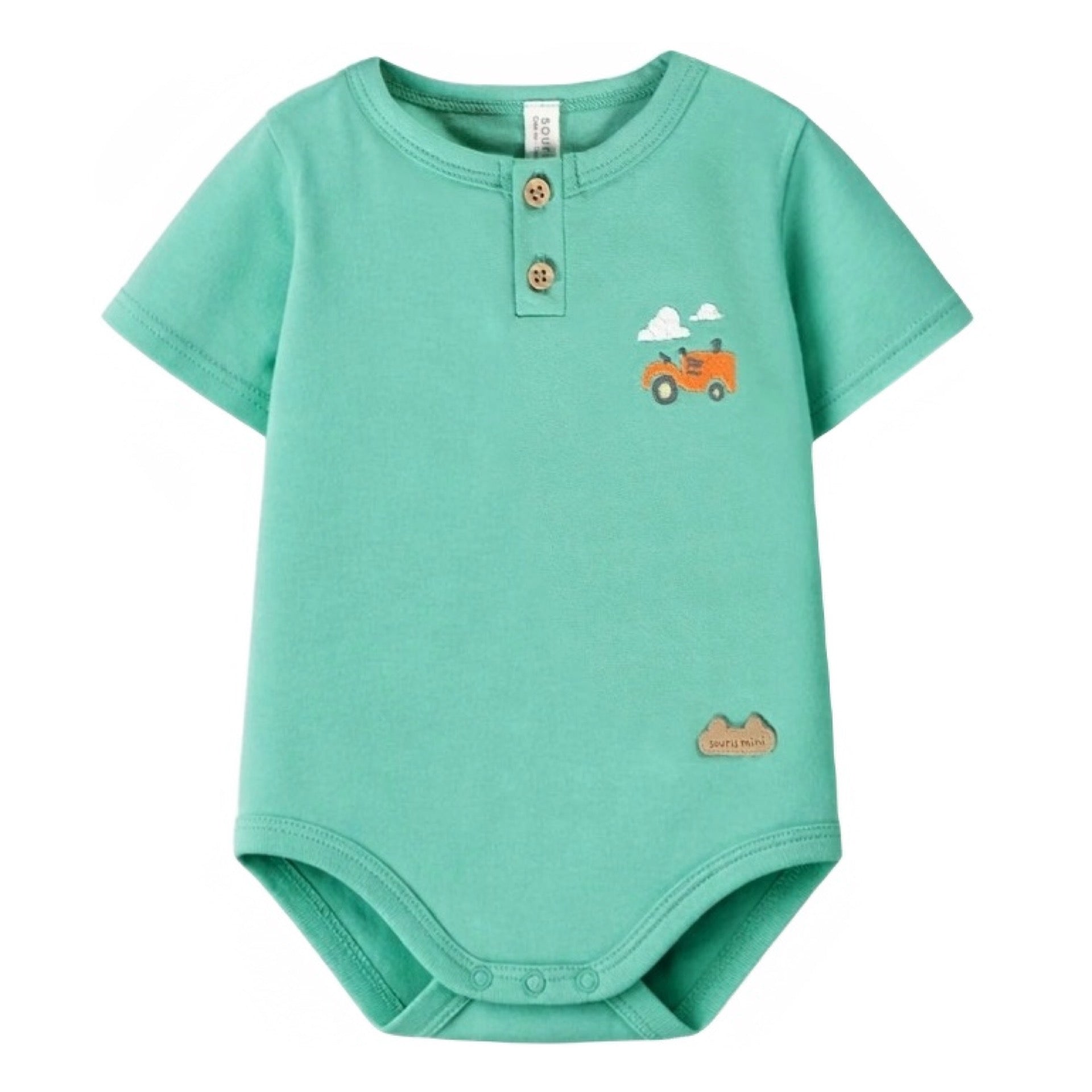 Souris Mini Green Onesie with Illustration