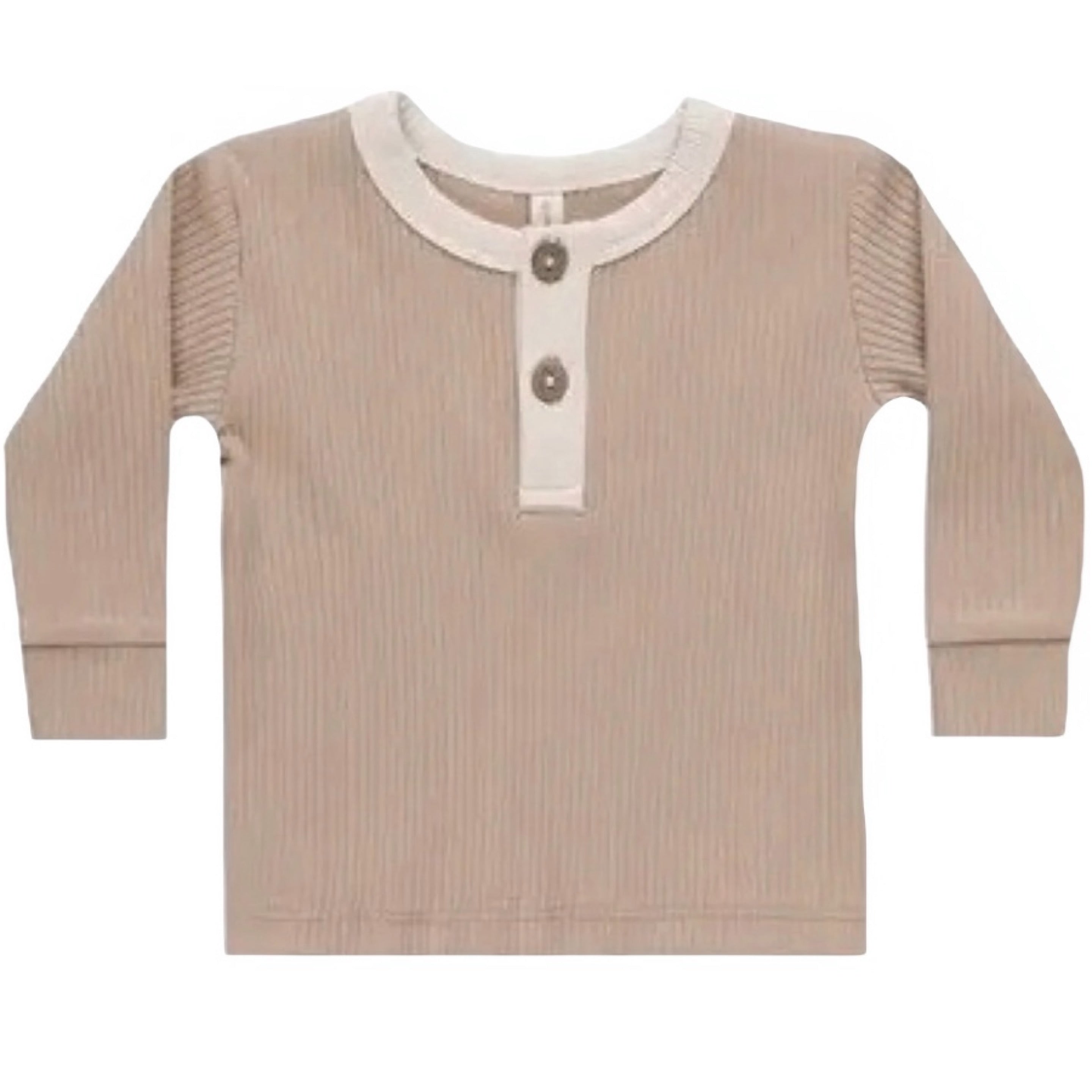 Quincy Mae Latte Ribbed Henley