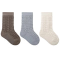 Belan J Textured Cotton Crew Socks (3 Pack) Mushoom, Fog & Cream