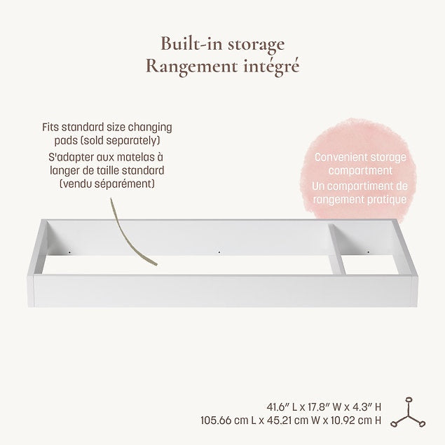 Little Seeds KD Double Dresser Topper Change Table Top White (Laurel and Aster) - Online Exclusive