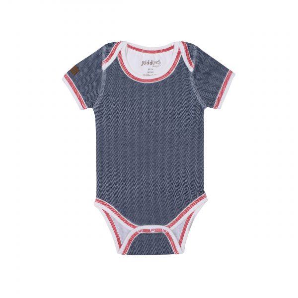 Juddlies Lake Blue Organic Cottage Short Sleeve Bodysuit - Lake Blue