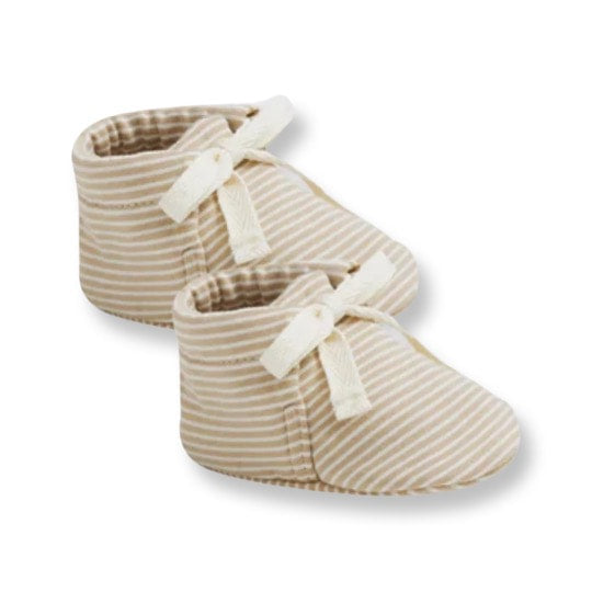 Quincy Mae Latte Micro Stripe Baby Booties