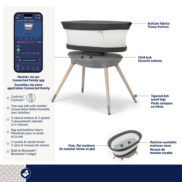 Maxi Cosi Starling Smart Bassinet Onyx Heritage - Online Exclusive